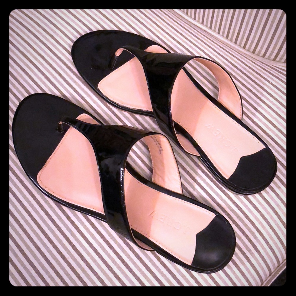 J. Crew black patent leather sandals. Size 9